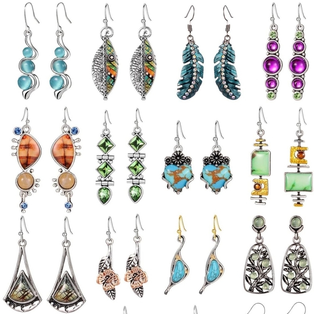 Elegant Silver and Turquoise Earrings Set